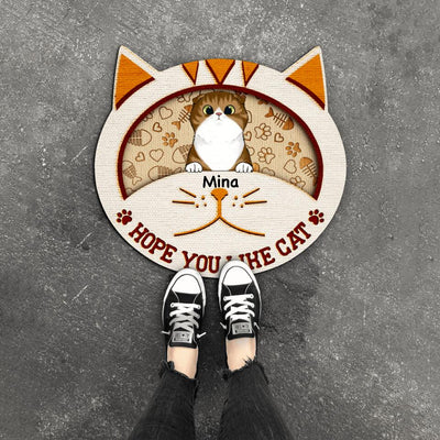 Hope You Like Cats - Personalized Cat Face Shaped Doormat, For Cat Lovers