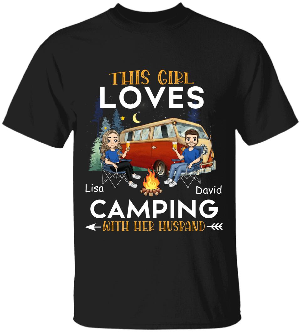 This Girl Loves Camping With Her Husband - Personalized T-shirt