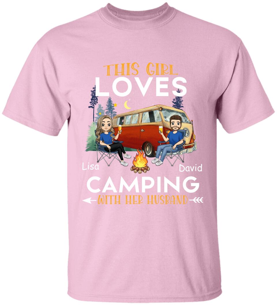 This Girl Loves Camping With Her Husband - Personalized T-shirt