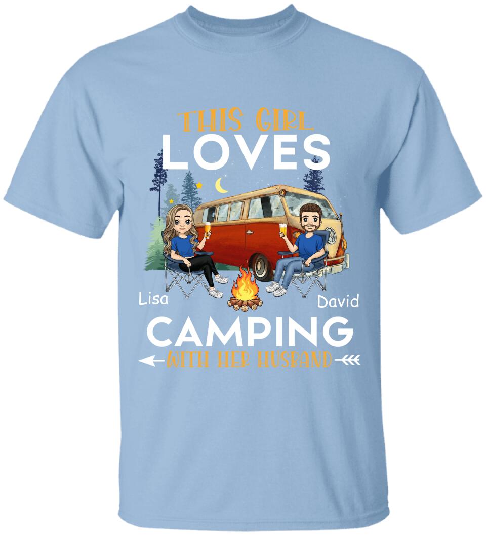 This Girl Loves Camping With Her Husband - Personalized T-shirt