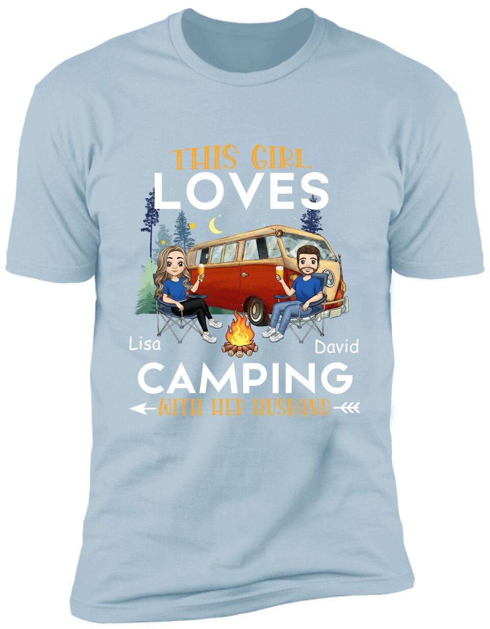 This Girl Loves Camping With Her Husband - Personalized T-shirt