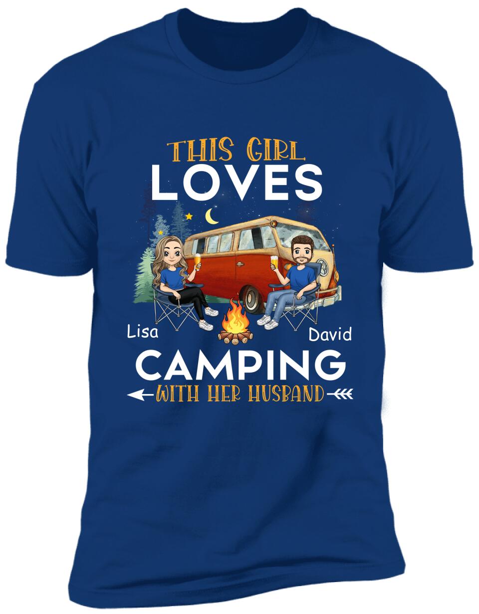 This Girl Loves Camping With Her Husband - Personalized T-shirt