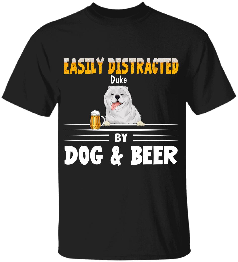 Easily Distracted By Dogs & Beer - Personalized T-shirt