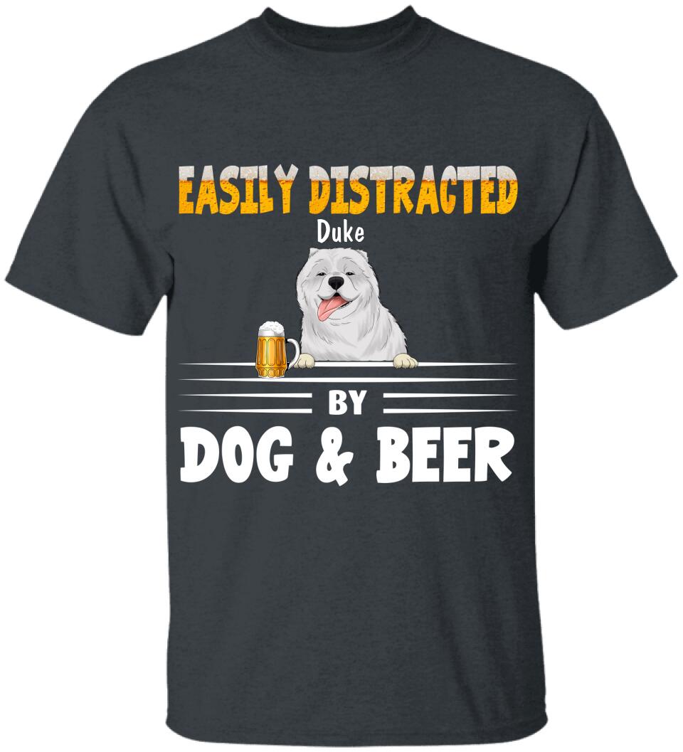 Easily Distracted By Dogs & Beer - Personalized T-shirt