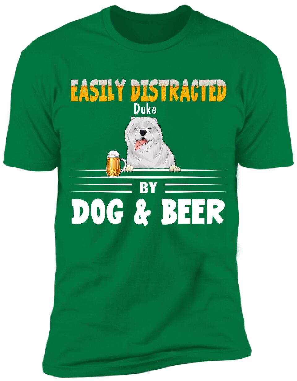 Easily Distracted By Dogs & Beer - Personalized T-shirt