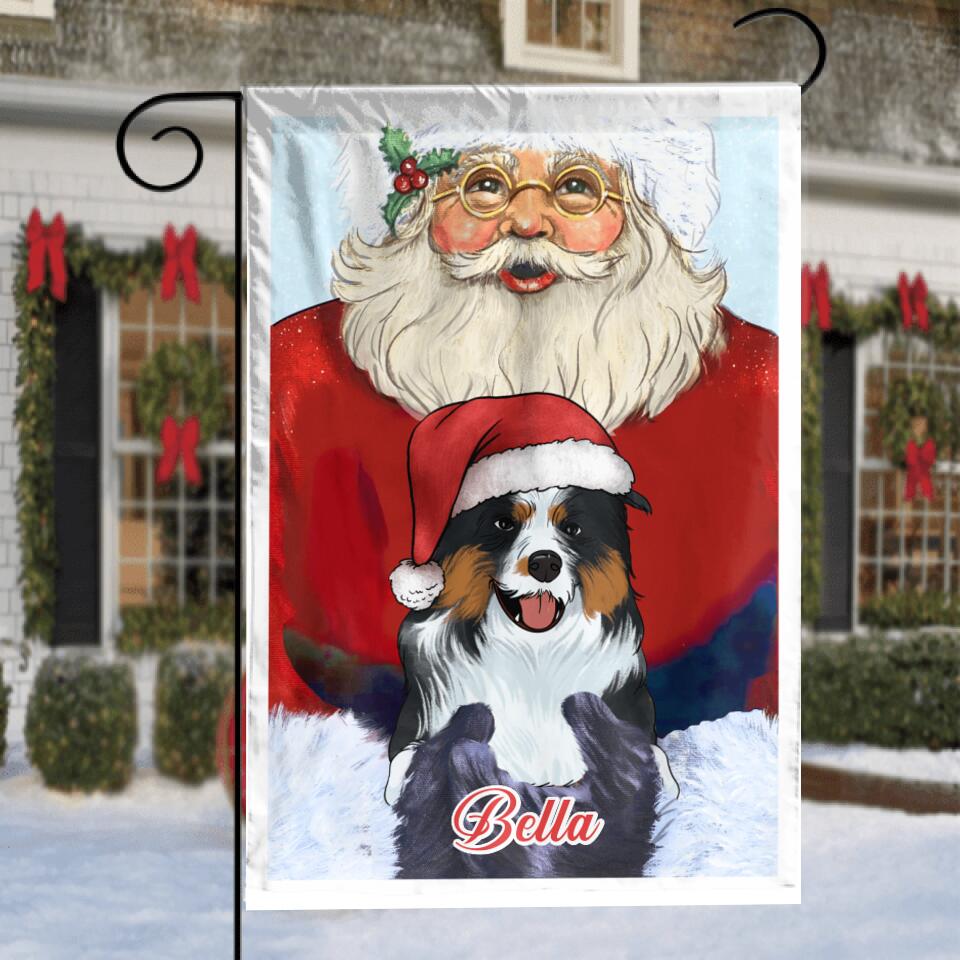 Personalized Santa Claus Hug Dogs Christmas - Garden Flag