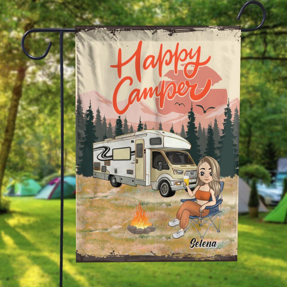 Happy Camper - Personalized Garden Flag