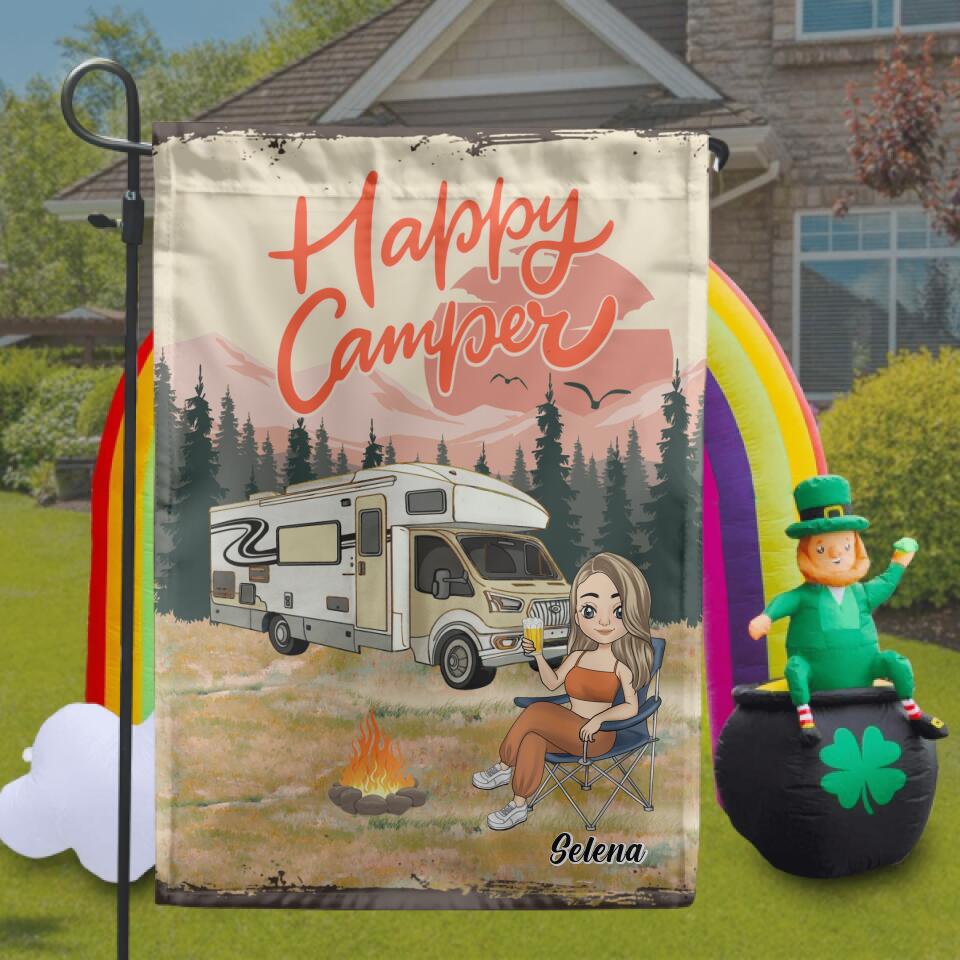 Happy Camper - Personalized Garden Flag