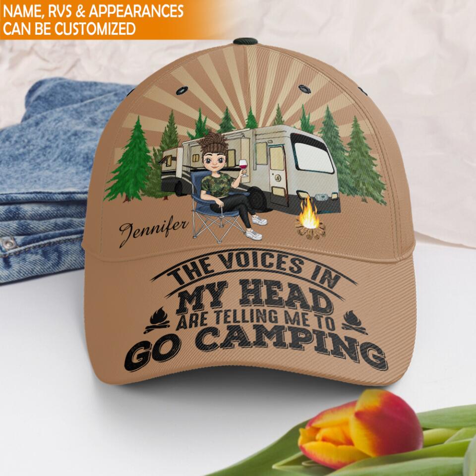 The Voices In My Head Are Telling Me To Go Camping - Personalized Classic Cap