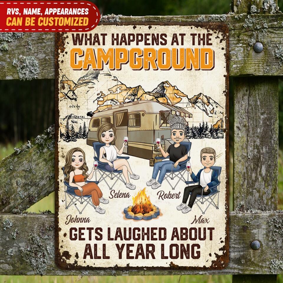 What Happens At The Campground Gets Laughed About All Year Long - Personalized Metal Sign