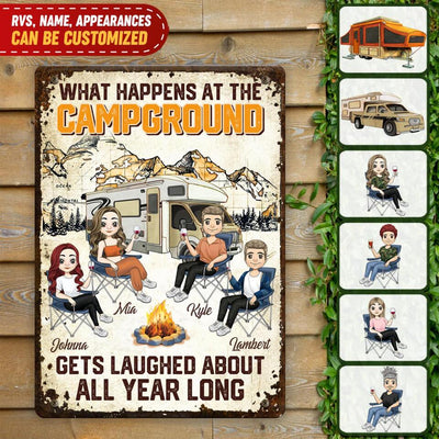 What Happens At The Campground Gets Laughed About All Year Long - Personalized Metal Sign