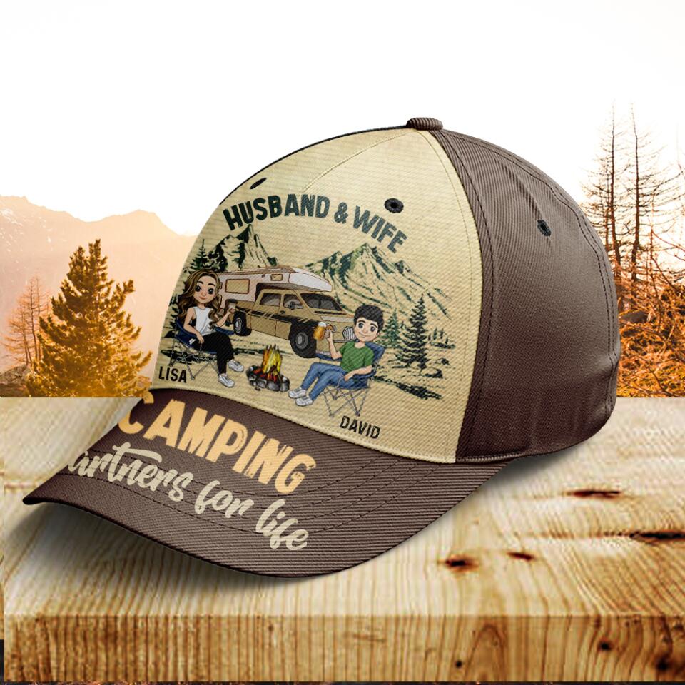 Husband & Wife Camping Partners For Life - Personalized Cap