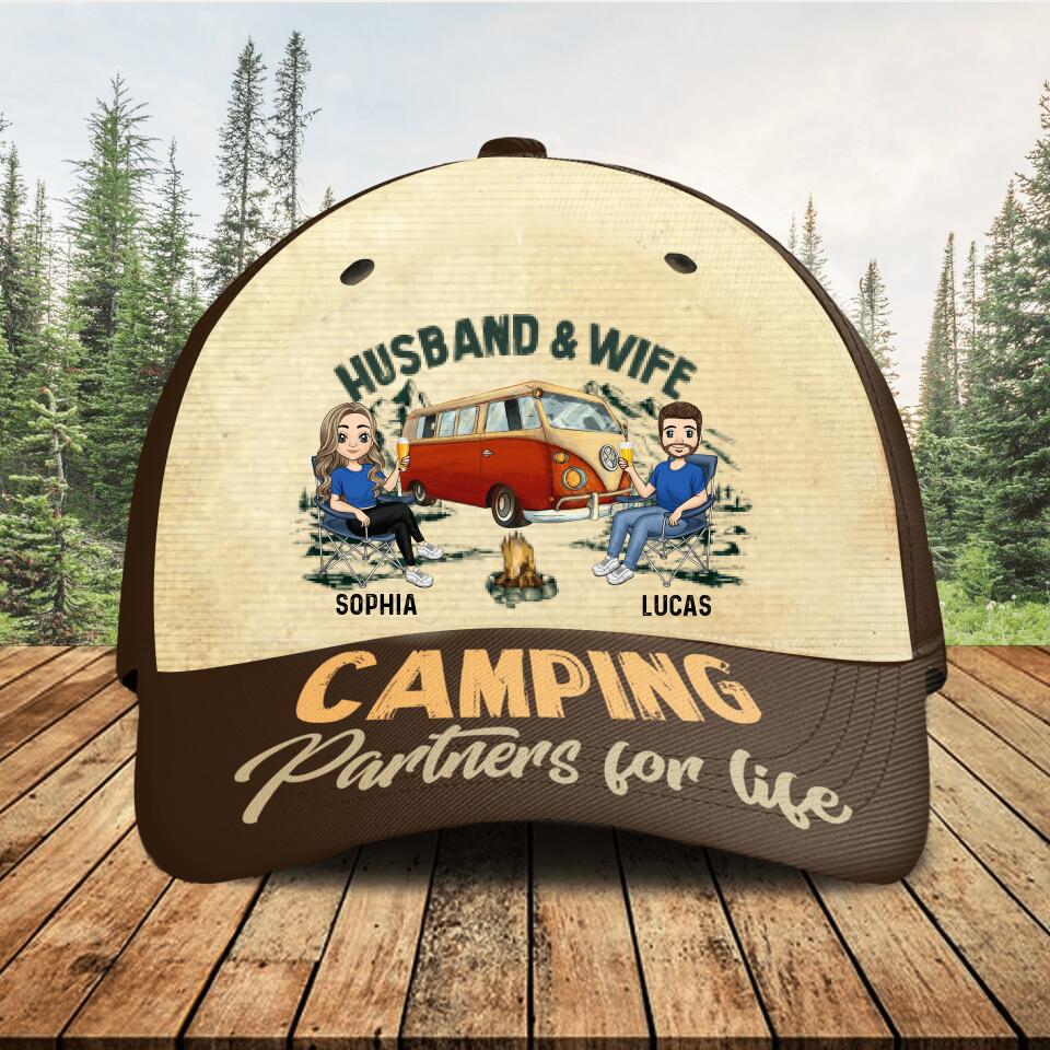 Husband & Wife Camping Partners For Life - Personalized Cap