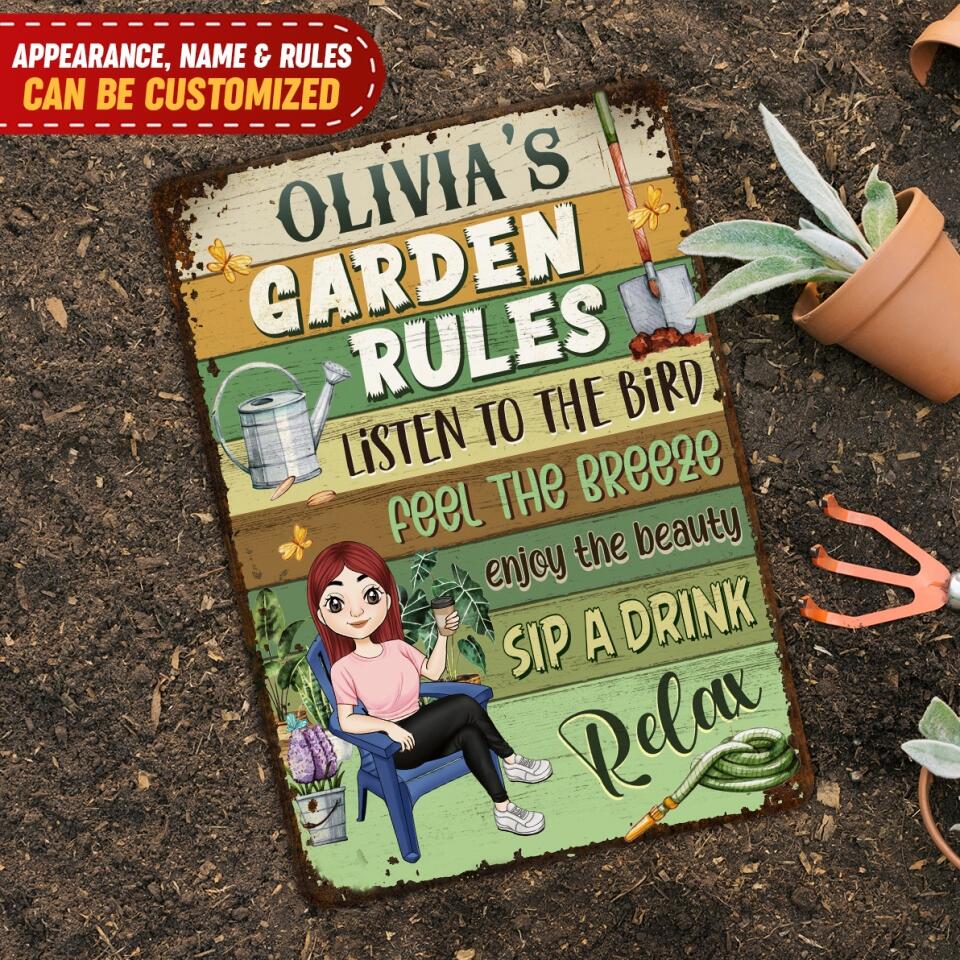 Garden Rules - Personlaized Metal Sign