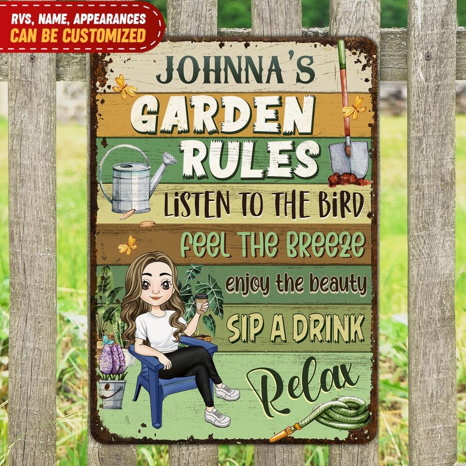 Garden Rules - Personlaized Metal Sign