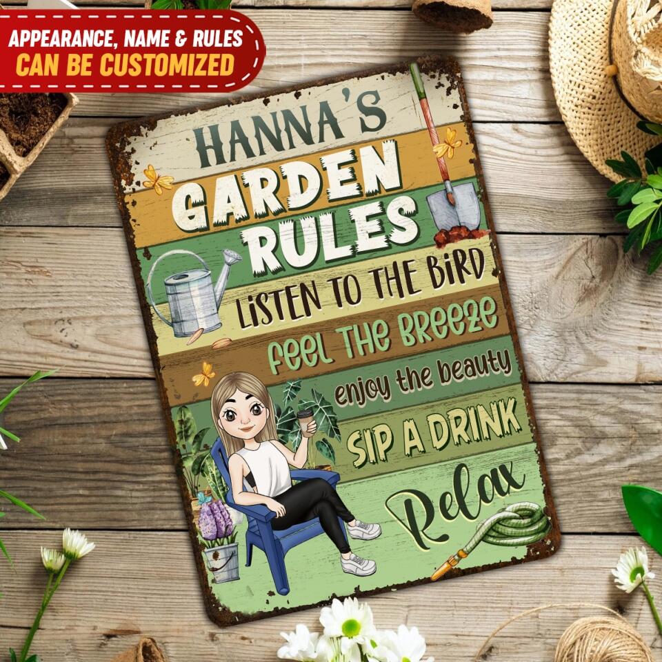 Garden Rules - Personlaized Metal Sign