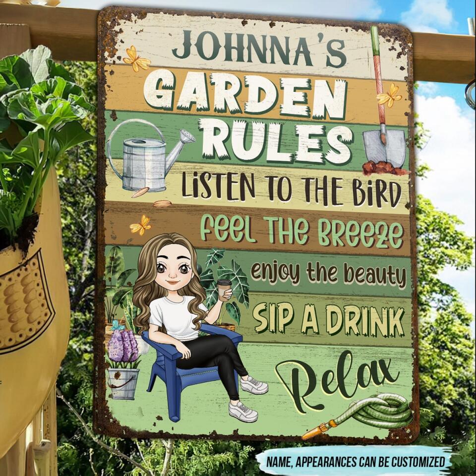 Garden Rules - Personlaized Metal Sign