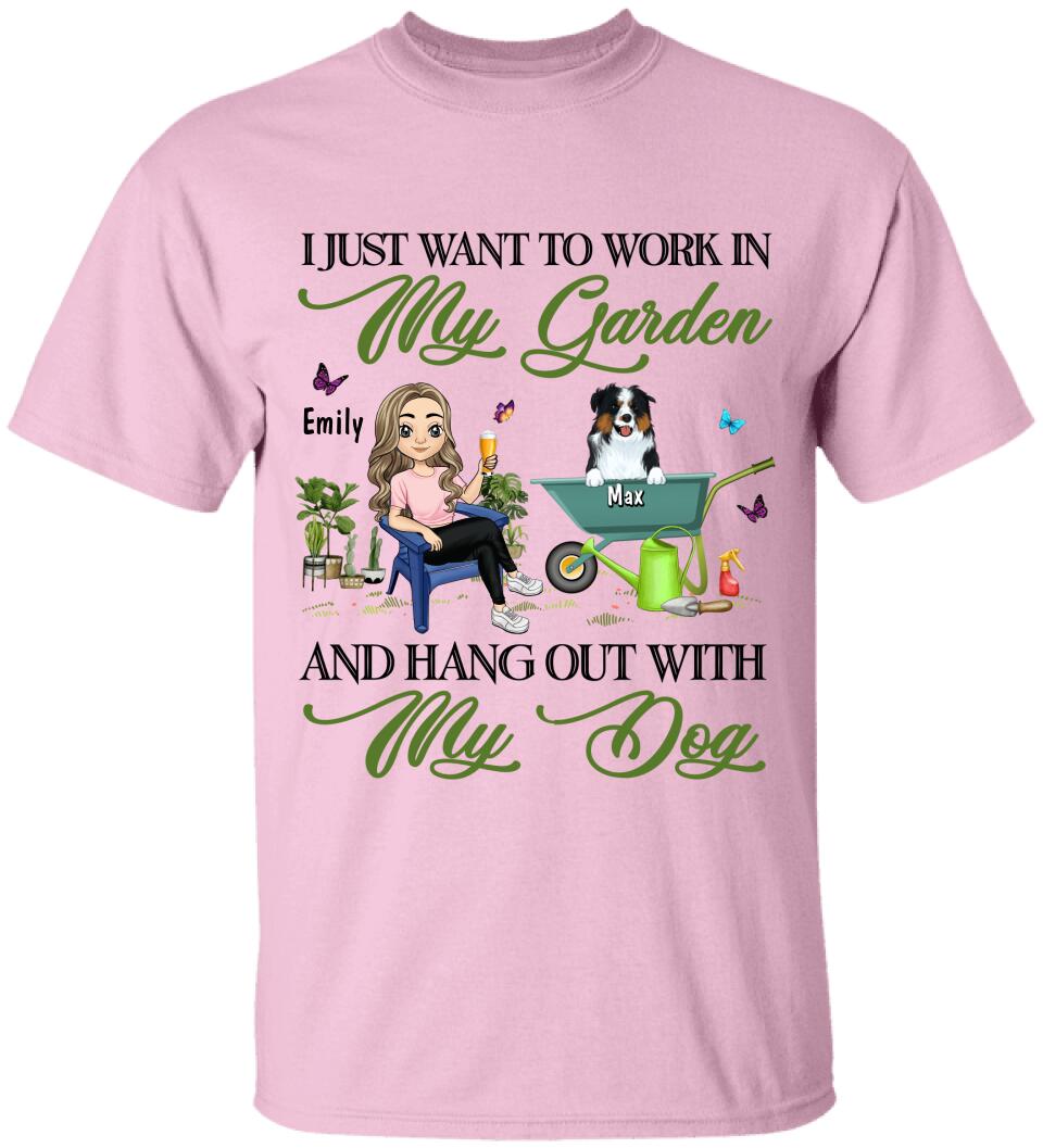 I Just Want To Work In My Garden And Hang Out With My Dog T-Shirt
