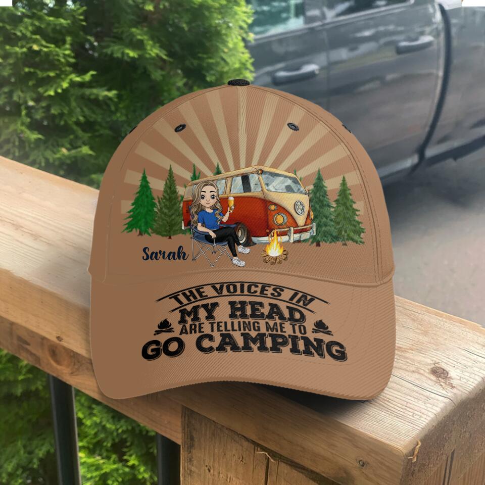 The Voices In My Head Are Telling Me To Go Camping - Personalized Classic Cap