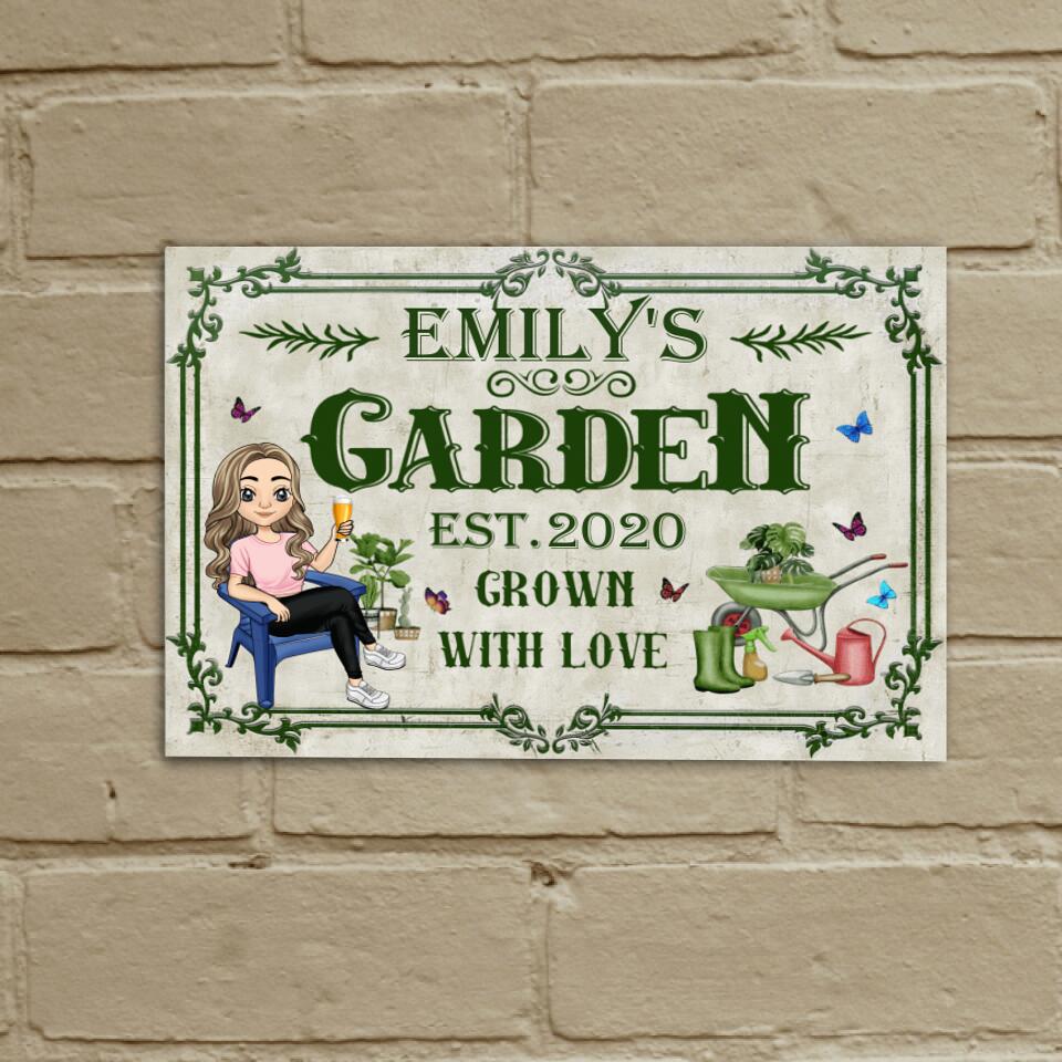 Garden Grown With Love - Personalized Metal Sign