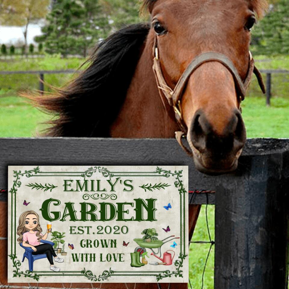 Garden Grown With Love - Personalized Metal Sign