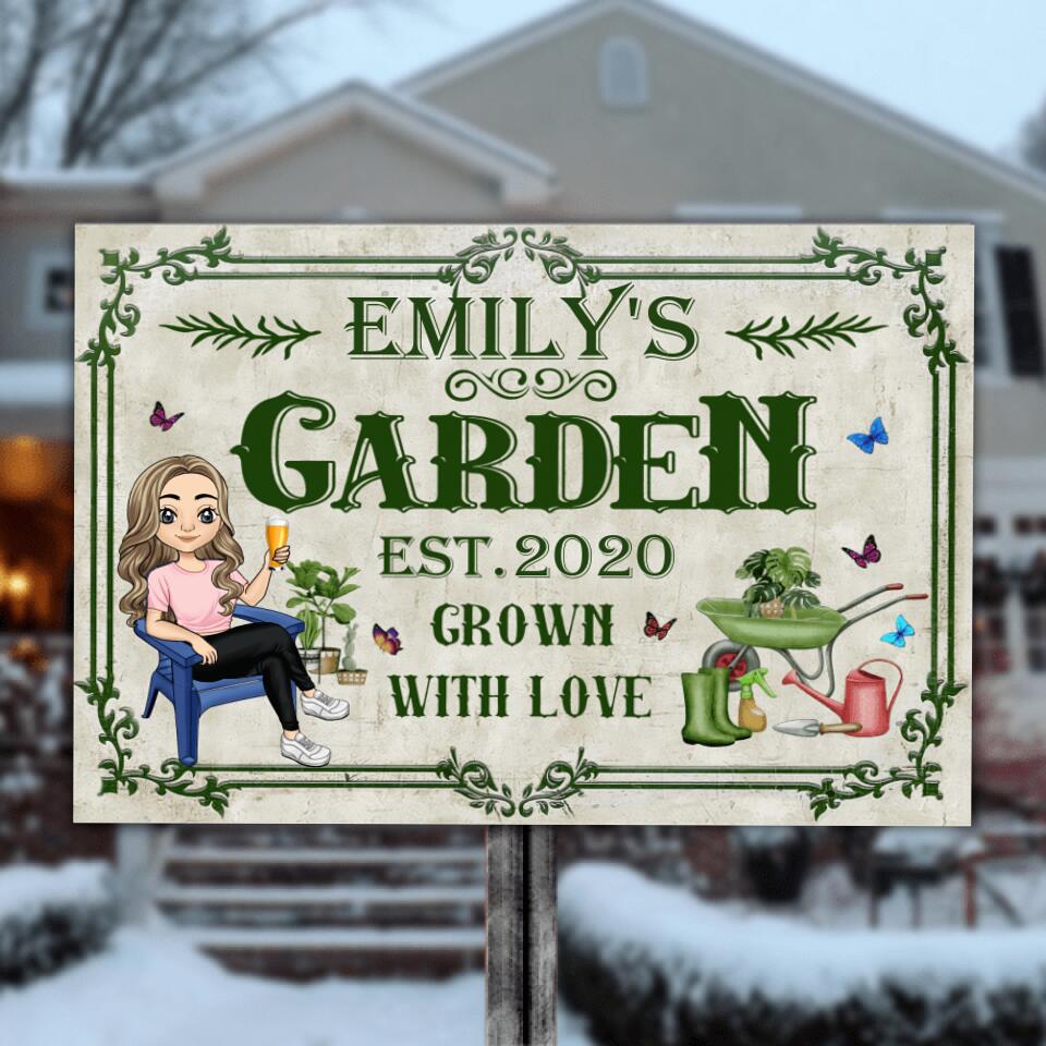 Garden Grown With Love - Personalized Metal Sign