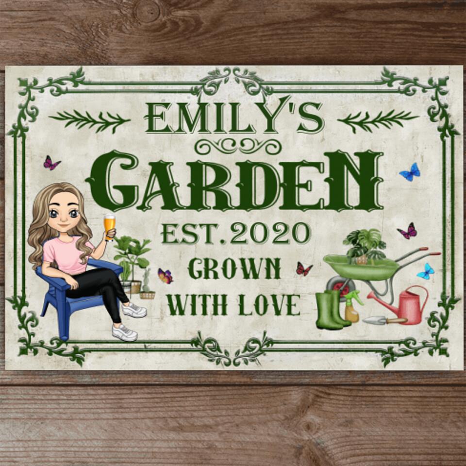 Garden Grown With Love - Personalized Metal Sign