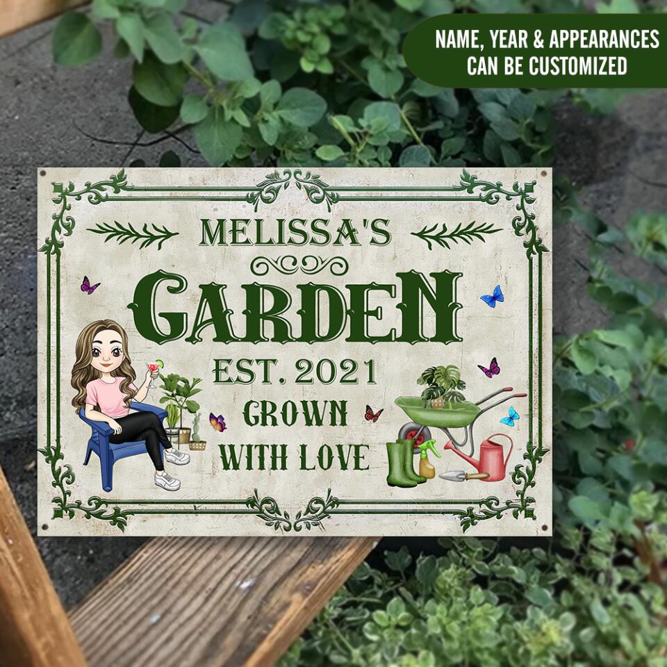 Garden Grown With Love - Personalized Metal Sign