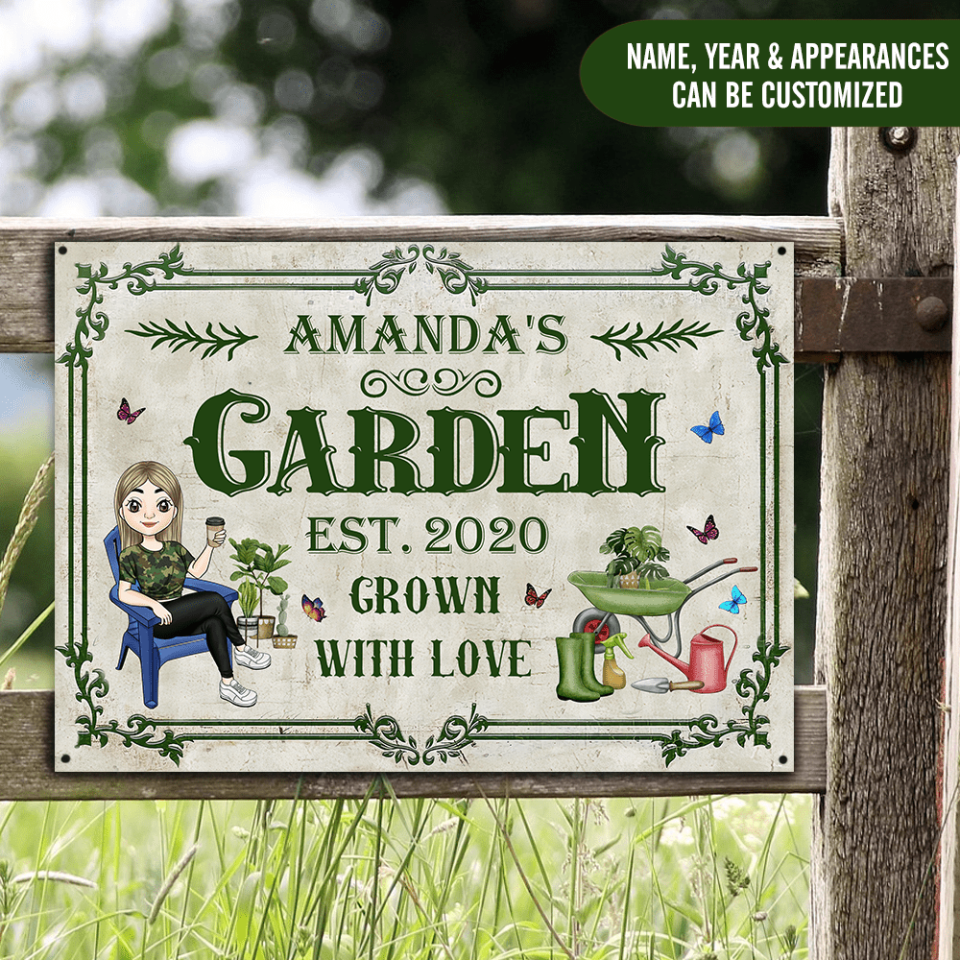 Garden Grown With Love - Personalized Metal Sign
