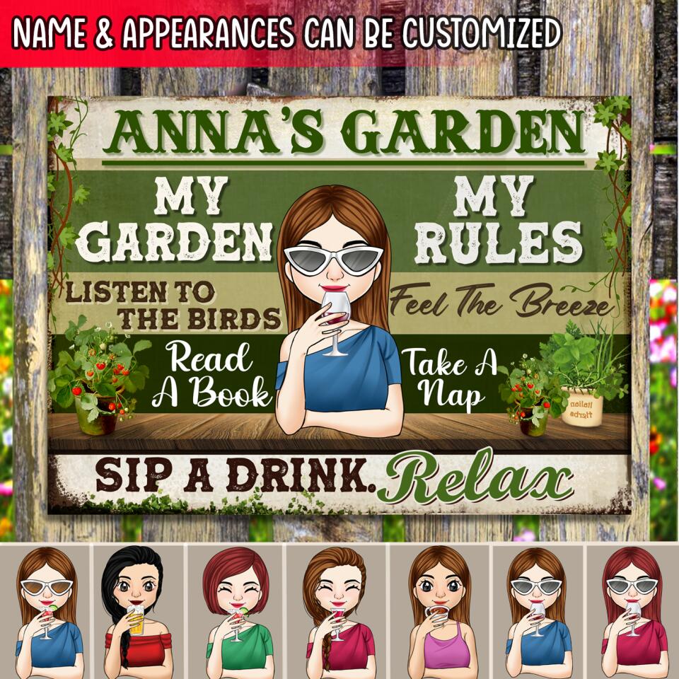 My Garden My Rules Listen To The Birds - Personalized Metal Sign