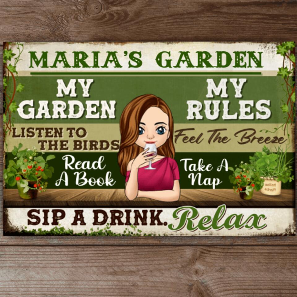 My Garden My Rules Listen To The Birds - Personalized Metal Sign