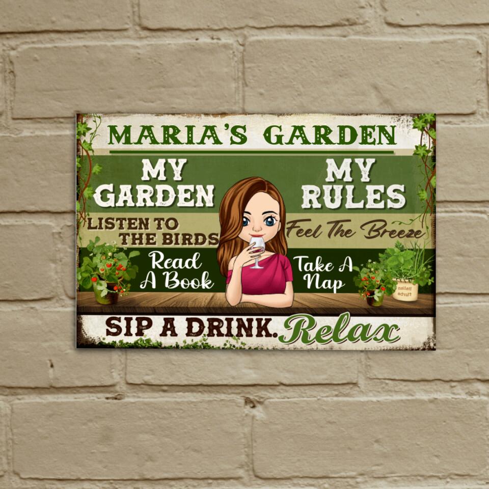 My Garden My Rules Listen To The Birds - Personalized Metal Sign