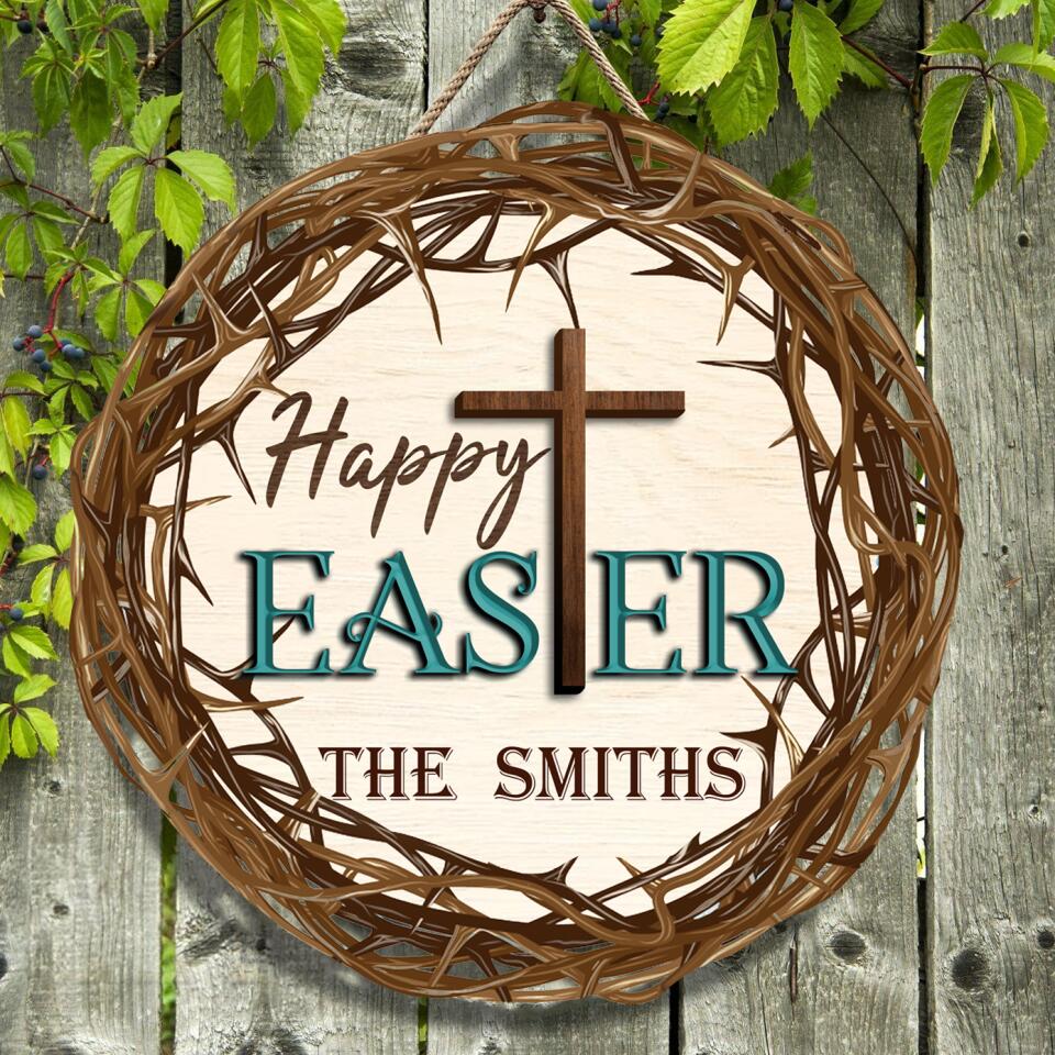 Happy Easter Day - Personalized Door Sign