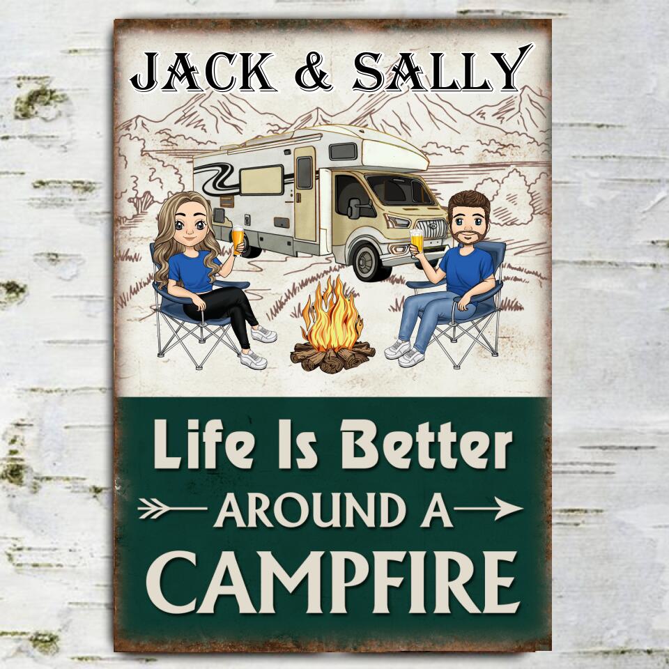Life Is Better Around A Campfire - Personalized Metal Sign