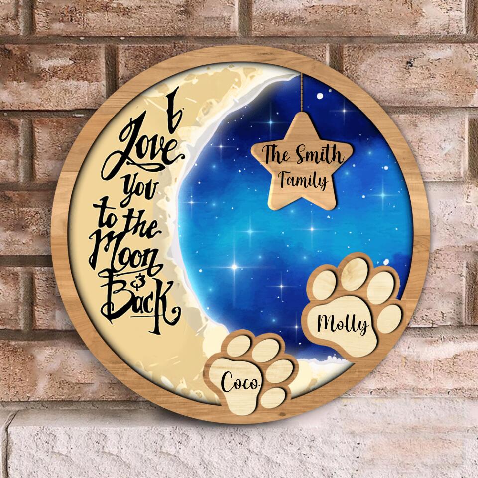 I Love You To The Moon And Back - Personalized Door Sign