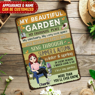 My Beautiful Garden My Favounite  Place - Personalized Metal Sign
