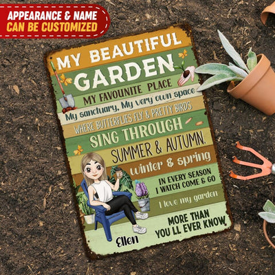 My Beautiful Garden My Favounite  Place - Personalized Metal Sign
