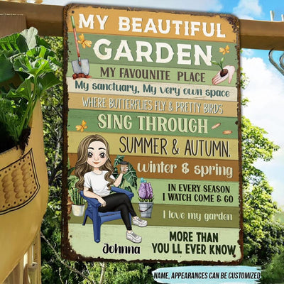 My Beautiful Garden My Favounite  Place - Personalized Metal Sign