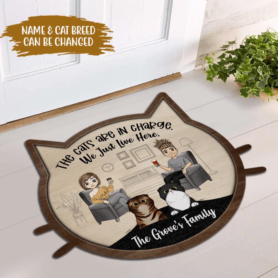 The Cats Are In Charge. We Just Live Here - Personalized Doormat