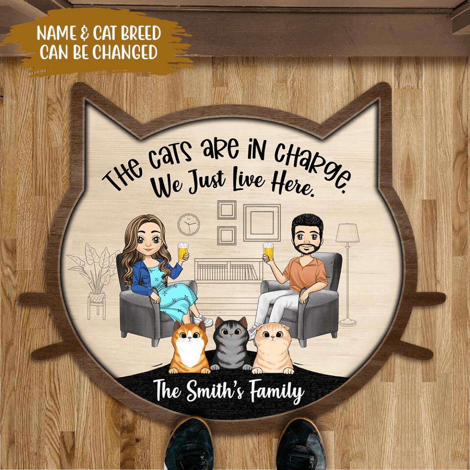 The Cats Are In Charge. We Just Live Here - Personalized Doormat