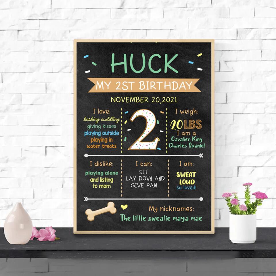 Dog First Birthday Sign, Puppy 1st Birthday Poster, Puppy First Birthday Sign