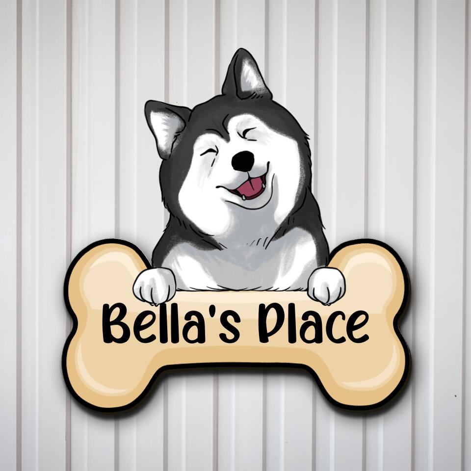 Cute Dog Bone - Personalized Wooden Sign