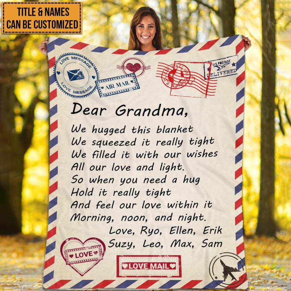 Dear Mom, We Hug This Blanket - Personalized Blanket, Gift For Mom, Gift For Grandma