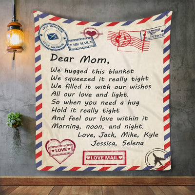 Dear Mom, We Hug This Blanket - Personalized Blanket, Gift For Mom, Gift For Grandma