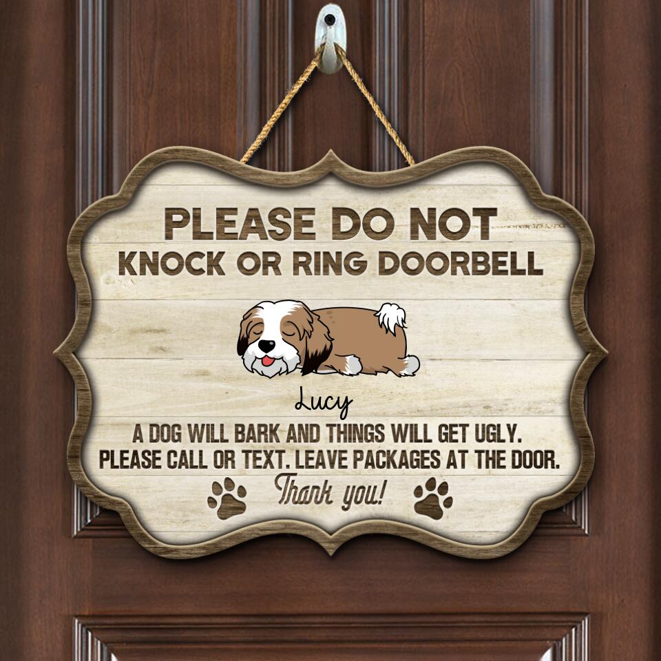 Please Do Not Knock Or Ring Doorbell - Personalized Door Sign