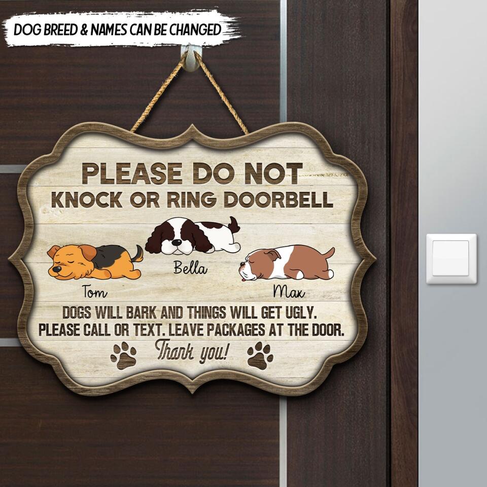 Please Do Not Knock Or Ring Doorbell - Personalized Door Sign