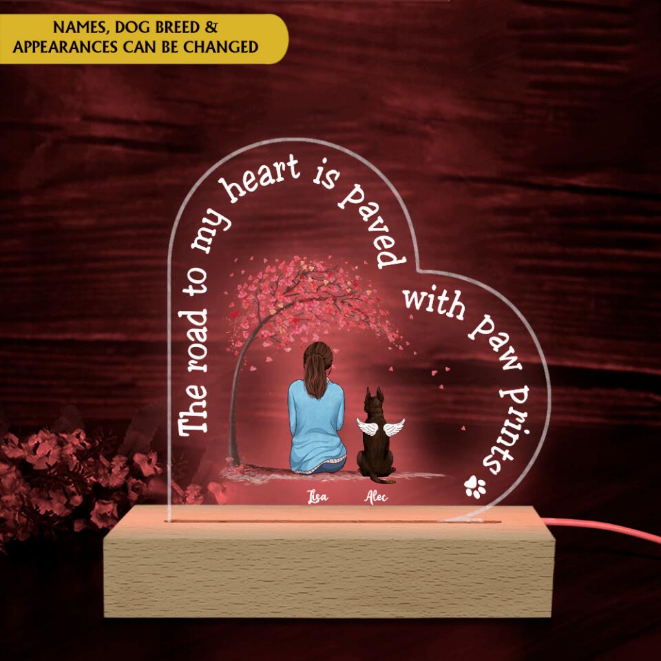 The Road To My Heart Is Paved With Paw Prints Acrylic Night light