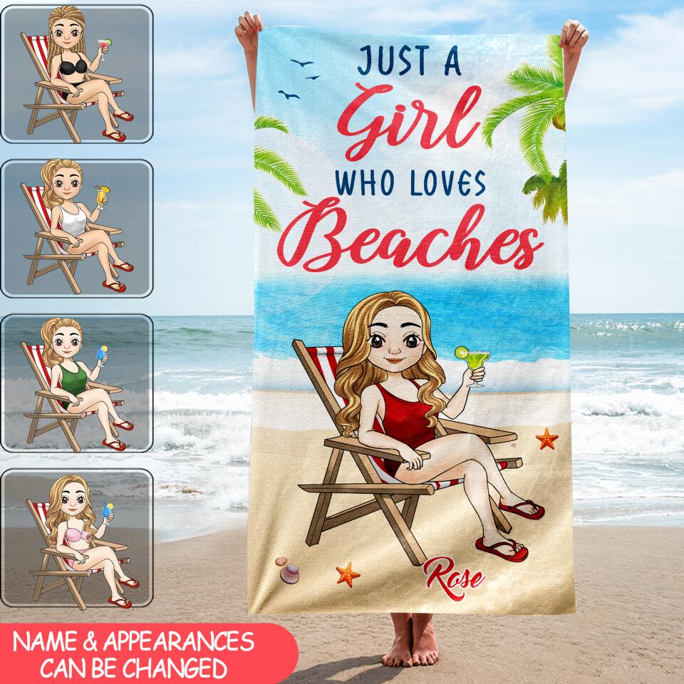 Just A Girl Who Loves Beaches - Personalized Beach Towel