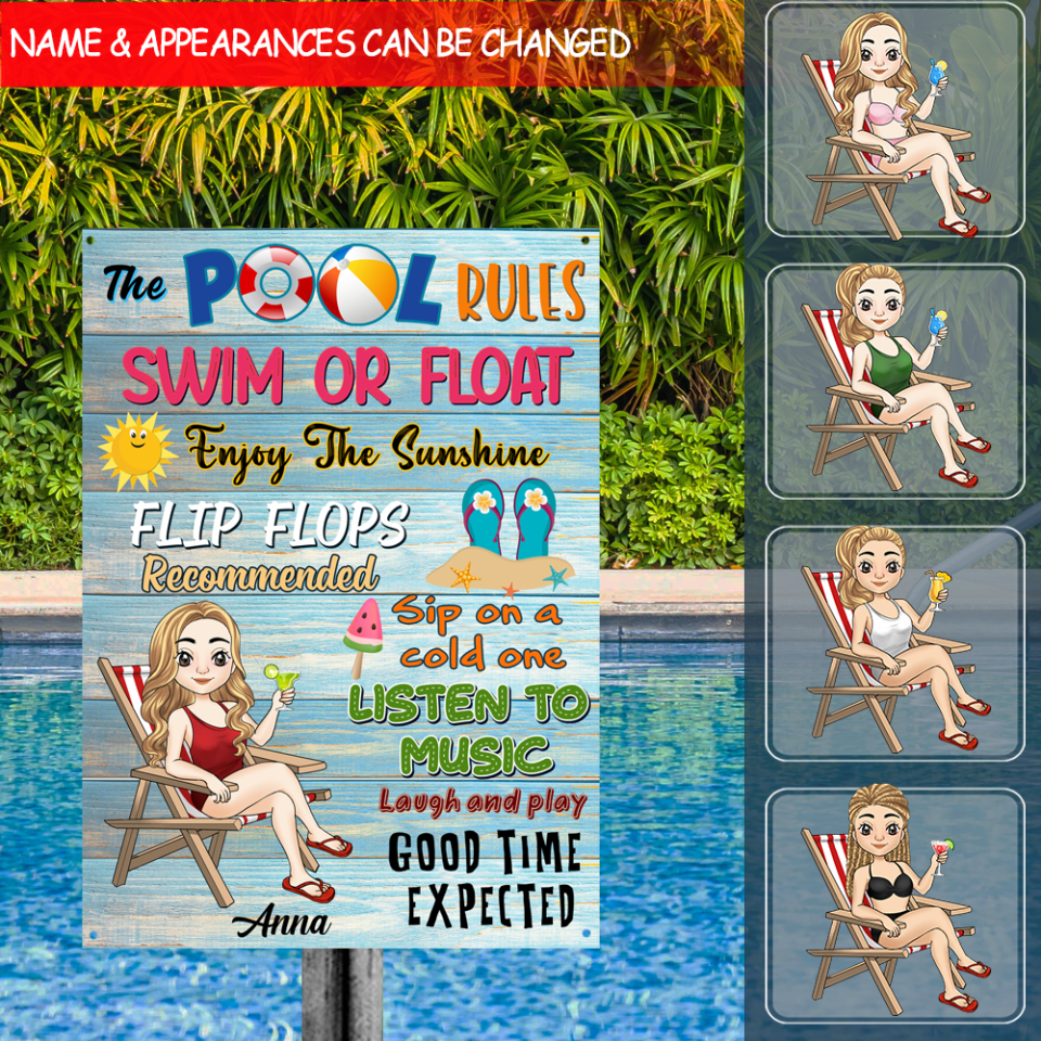 My The Pool My Rules - Personalized Metal Sign