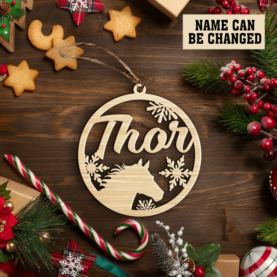 Customized Horse&#39;s Name On Wooden Christmas Ornament